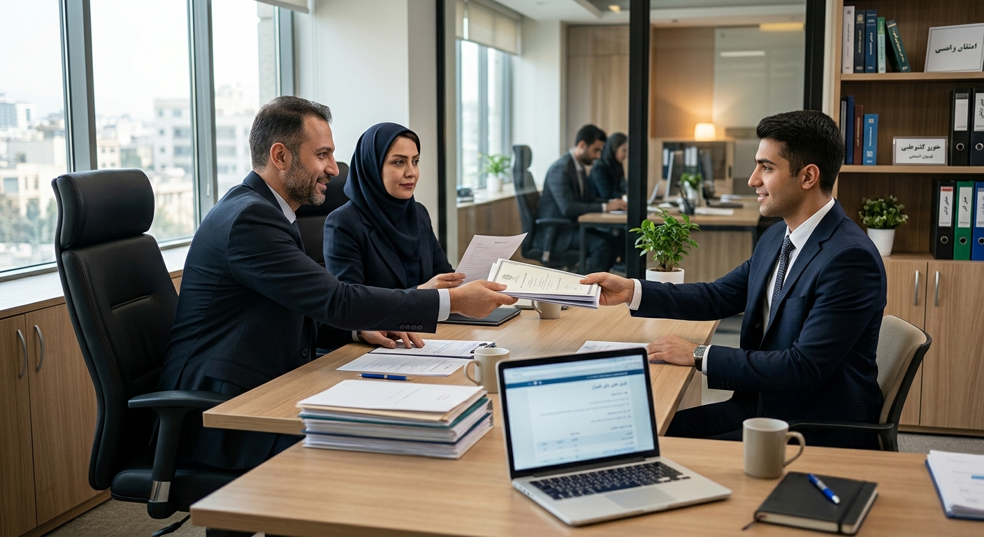جلسه مصاحبه استخدامی و ارائه مدرک تحصیلی
